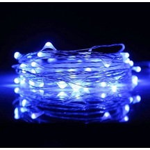 5 Metre Su Geçirmez Mavi Pilli Led Işık Sabit Yanar Micro Dökme Led Ultra Parlak Canlı Mavi Işık