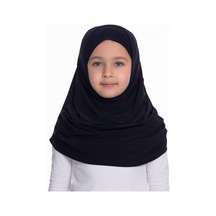 Lacivert Pratik Hazır Geçmeli Çocuk Tesettür Bone Sandy Kumaş Ken Lacivert