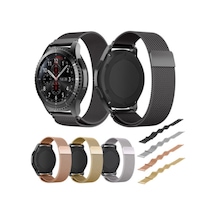 Samsung Uyumlu Gear S3 Kordon Frontier & Classic Metal Örme Kayış