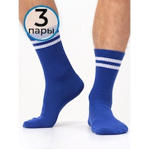 Novomoskovskij Trikotaz Erkek Çorapları Seti 3 Çift, Yüksek, Düz Renkli, Spor 24811149 Açık Mavi