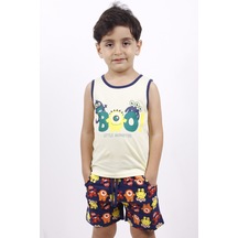 Toontoy Erkek Çocuk Boo Baskılı Şortlu Takım Sarı