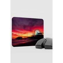 Santa Monica Kaliforniya Abd V1 22x18 Gaming Kauçuk Kaymaz Taban Mouse Pad Fare Altlığı