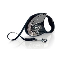 Flexi Glam Splash Crystal Siyah Otomatik Şerit Tasma 3mt
