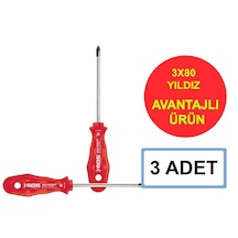 Sgs1030 - 3x80 Yıldız Tornavida Red Serıes 3 Adet