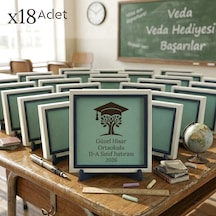 Öğrenciler İçin Sıcacık Bir Veda Hediyesi İsim Yazılabilen Modern 18'li Sınıf Hatırası 10x10 Cm