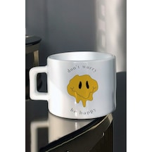 Dont Woory Be Happy Emojili Baskılı Çay Kahve Fincanı Beyaz