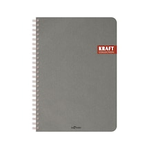 Kraft Ofis Defter Spiralli Çizgili Gri Çok Renkli