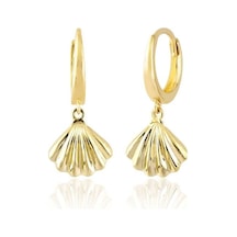 Sembol Gold İstiridye Altın Küpe Sallantılı
