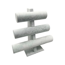 Süet Kumas Gri Renk Üçlü Kademeli 30/26cm Bileklik-saat Sergileme Standı