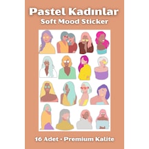 Pastel Kadınlar Soft Mood Sticker 16 Adet Premium Estetik Çıkartma Çok Renkli