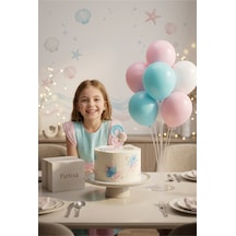 Deniz Kabuğu Temalı Mavi Pembe Rakam Mum Ve Balon Standı Seti - Doğum Günü Parti Süsleme Paketi 0-9 Yaş 1 - 5 72245636