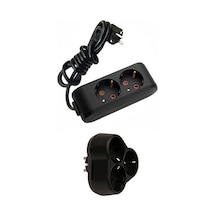 Viko Siyah Set Multi-let 2'li Topraklı Çocuk Korumalı Grup Priz -5 Metre + 3'lü Yonca Fiş-priz 5 M