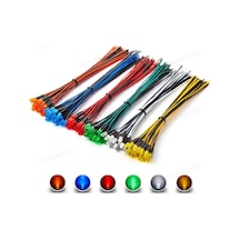 12V 5Mm Diffüz Led 20 Cm Led Renklerine Göre Kablo Rengi 5 Adet-Yeşil