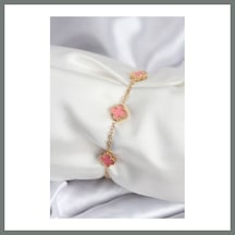 Bezos 316l Çelik Gold Renk Pembe Baby Boy Yonca Kadın Bileklik Mmbz