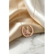 925 Ayar Gümüş Başak Figürlü Tuğra Kolye Rose Gold