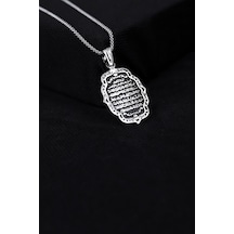 Encili Silver 925 Ayar Gümüş Motifli Model Ayetel Kürsi Erkek Kolye