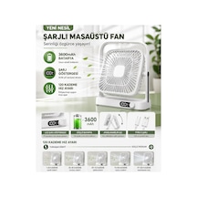 Bwfn9 Masaüstü Şarjlı Fan 120 Hız Kademeli Ultra İnce Led Şarj Göstergeli Vantilatör Serinletici Mini Klima