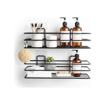 Su Geçirmez Yapışkanlı Banyo Ve Mutfak Rafı Seti Tek Katlı Organizer 2 Adet 1