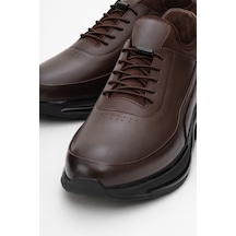 Dericlub Erkek Kalın Taban Comfort Sneaker Gerçek Deri Cr 2440 Kahverengi Kahverengi