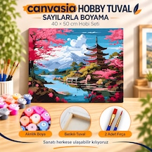 Sayılarla Boyama Numaralı Tuval Seti Boya Fırça Dahil 40x50 Cm Sakura Rüyası