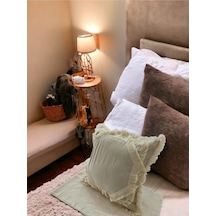 Dnc Home Tekstil Ndchome Ham Keten Baklava Mozaik Püsküllü Kırlent Kırlent Kılıfı 35x55