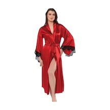 Faal Saten Dantelli Uzun Sabahlık Kimono 5901 001