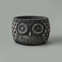Objevii Kozalak Desenli Beton Saksı - Siyah - 8x10 Cm Renkli