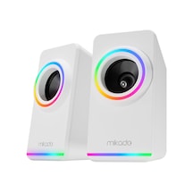 Mikado Md-182 2.0 3w 2 Rgb Aydınlatmalı Usb + 3.5mm Usb 5v 3.5mm Aux Girişi, Ses Kontrolü Ses Sistemleri, Pc, Müzik Çalarlar Speaker Usb Port 2 X 2 Hoparlör Beyaz