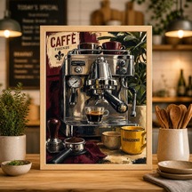 Espresso Makinesi Tablosu Modern Mutfak Kafe Sanat Baskısı Kahve Barı Duvar Dekoru