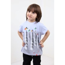 Toontoy Kids Toontoy Erkek Çocuk Baskılı Bisiklet Yaka Kısa Kollu Tişört Ekru