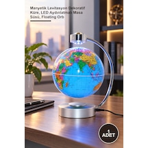 1 Adet Manyetik Ledli Havada Duran Küre Manyetik Levitasyon Dekoratif Küre, Led Aydınlatmalı Masa Süsü, Floating Orb