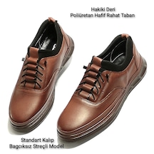 Özbek Erkek Kahverengi Hakiki Deri Günlük Rahat Ayakkabı