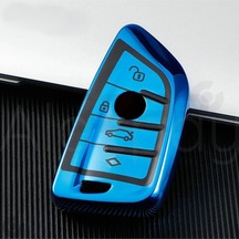 Bmw 1 3 5 6 7 Serisi G32 G30 G20 G11 & X1 X3 X5 X6 X7 & Z4 M Parlak Tpu Anahtar Kılıfı Mavi