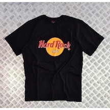 Hard Rock Baskılı Unisex %100 Pamuk Siyah T-shirt SIYAH