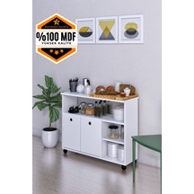 Taşınabilir Çok Amaçlı 2 Kapaklı Katlı Mutfak Ve Salon Masası Mdf Beyaz