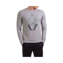 Anime Naruto Baskılı Gri Erkek Örme Sweatshirt (528454308)