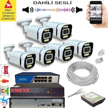 6 Lı Yapay Zeka Destekli 5 Mp Görüntü Poe Bağlantılı Sesli 6 Warm Led Gece Renkli Ip Kamera Seti 4386ws