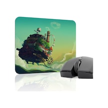 Howl's Moving Castle Kaymaz Dikişli Kauçuk Oyuncu Mousepad V3 - 22x18 Gaming Mouse Pad Fare Altlığı