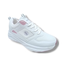 Queen Step 2110-26 Deri Anorak Anatomik Kadın Sneaker Beyaz Pembe Beyaz