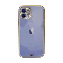Apple İphone 12 Kılıf Liva Taşlı Silikon - Beyaz Düz Renkli