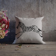 Zebra Desenli Çift Taraflı Dekoratif Kırlent Kılıfı - Çok Renkli