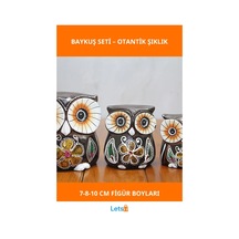 Doğal Ahşap 3'lü Baykuş Figürü Seti Dekoratif Aksesuar 1 Adet