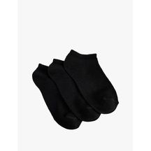 Koton Basic Pamuklu 3'lü Patik Çorap Seti Siyah 6sak80076aa