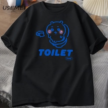 Startmore Komik Sevimli Chiikawas Toiled Tee Erkekler Kadınlar Grafik T Shirt Pamuk Kısa Kollu T Siyah