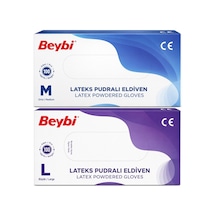 Beybi Lateks Pudralı Muayene Eldiveni Orta/ Büyük Karma 200lü Set