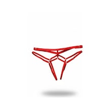 İkikareshop Kırmızı Tanga - Külot Halka Detaylı Çok Şeritli - Brf145 Çok Renkli