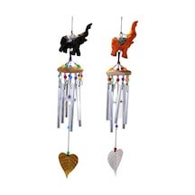 Üstü Ahşap Altı Metal Filli Rüzgar Çanı Çok Renkli