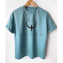 Flood Of Style Erkek Turkuaz Quake Baskılı Tshirt