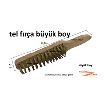 Tel Fırça 27cm Ahşap Saplı Mangal Temizleme Fırça Orta Boy