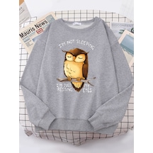 Startmore Startmoreben Sadece Benim Gözler Dinlenme Baykuş Kadınlar Hoodie Harajuku Polar Hoody Moda Bisiklet Ya Gri